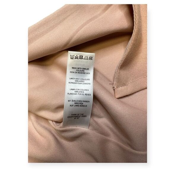 Asos Women's Pink Short-Sleeve High-Neck Drape Wrap Front Midi Dress Size 4 - Picture 4 of 6